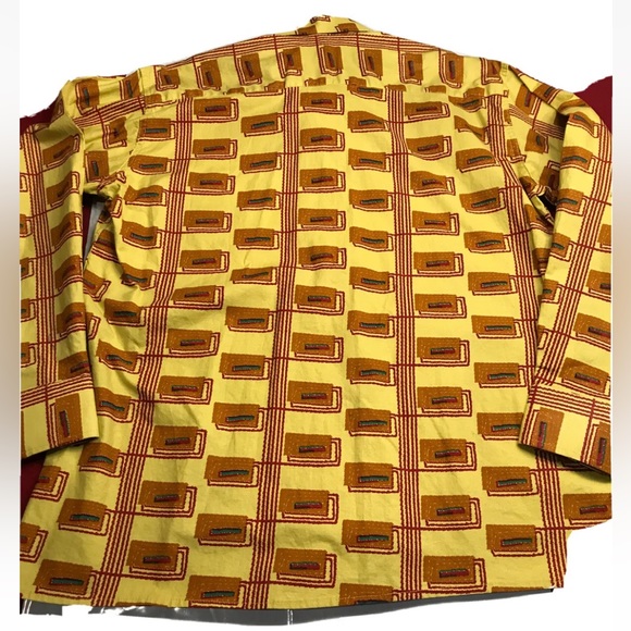 WOODIN RED YELLOW LOUD PARTY SHIRT Geometric colorful Collared button up 3XL men - Picture 9 of 9